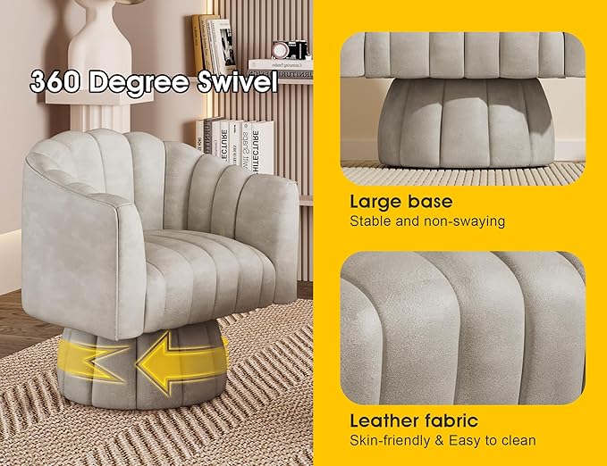 Dewhut Swivel Accent Chair, 360° Swivel Barrel Chair - Image 6