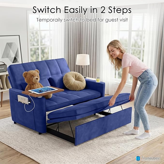 54'' Sleeper Sofa Bed, Convertible Pull Out Couch Futon - Image 8