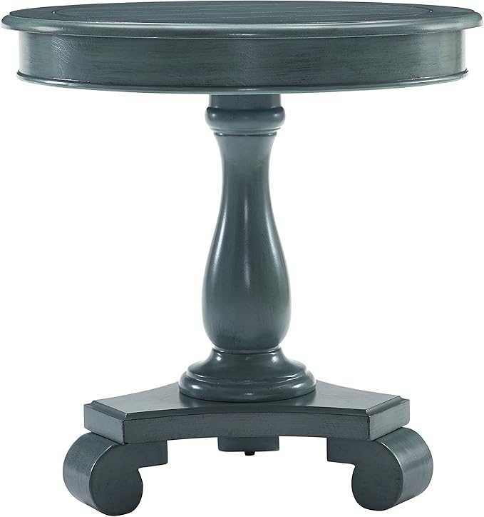 Roundhill Furniture Rene Round Wood Pedestal Side Table, 26D x 26W x 26.5H in - Image 2