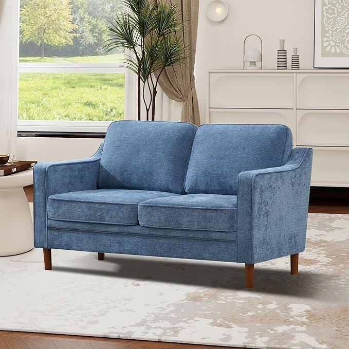Kingfun 56" Chenille Sofa, Loveseat Couch, Mid Century Modern Love Seat Couches by KINGFUN-Anexcitingoption