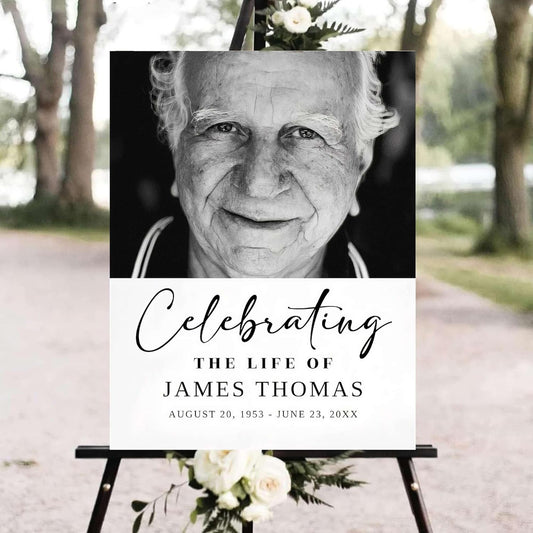 Personalized Funeral Welcome Signs, Celebration Of Life Yard Sign, Celebration Of Life Decoration, Custom Memorial Signs, Minimalist Celebrate of Lifes Sign With Photo, Memory Signage For Funerals #8