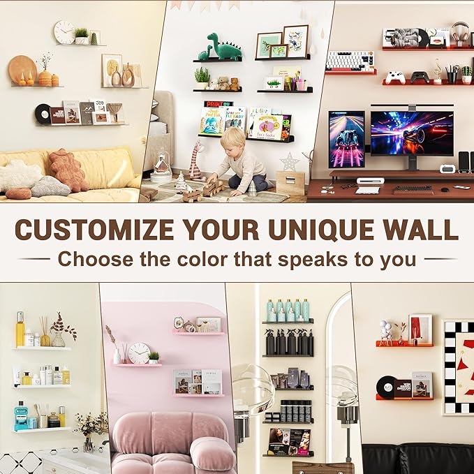 Qukaka Floating Shelves for Wall Decor, Living Room, Bathroom Decor, Nail - Image 7