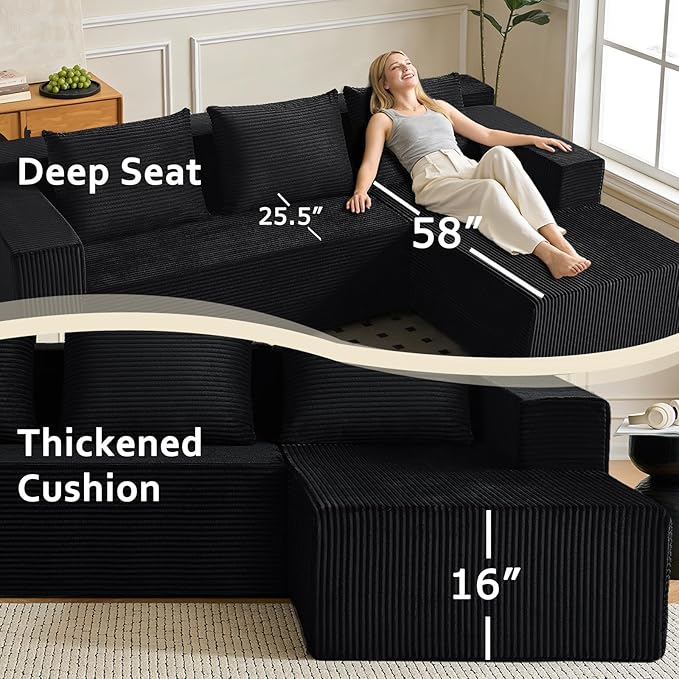 ANONER 103" Sectional Cloud Couch - Image 2