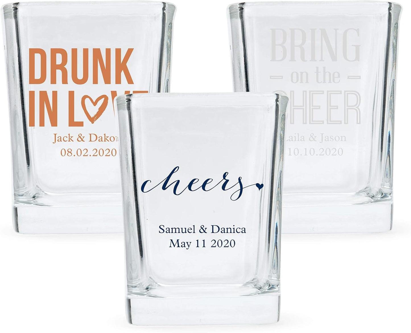 WEDDINGSTAR Personalized 2oz Square Shot Glass Customizable Full Color Print - 96 pack