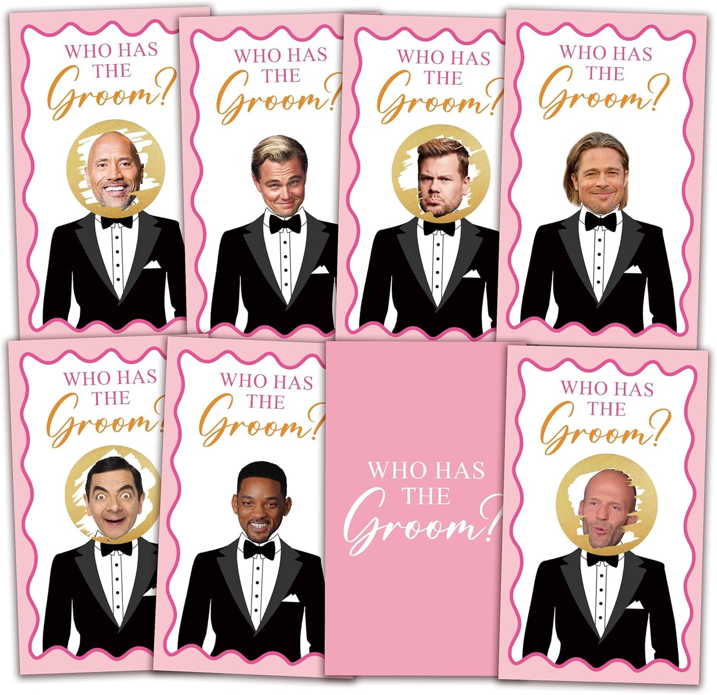 Who Has The Groom Bridal Shower Game Cards, 41Pcs Pink Wedding Shower Scratch Off Games, 3.5"x 2.1" Funny Bachelorette Party Favor Decor, Engagement Party Ideas Activities-A06