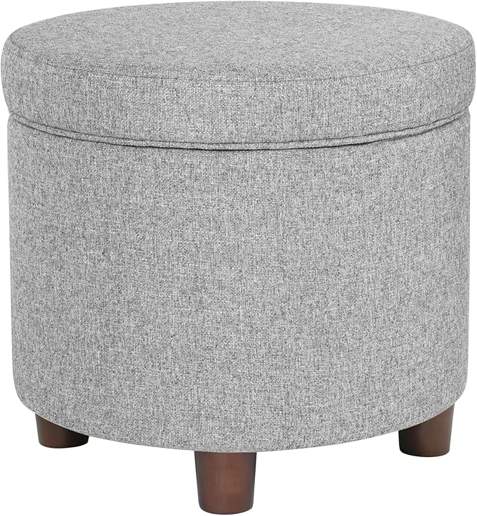 Homepop Home Decor | Upholstered Round Storage Ottoman | Ottoman - Image 6