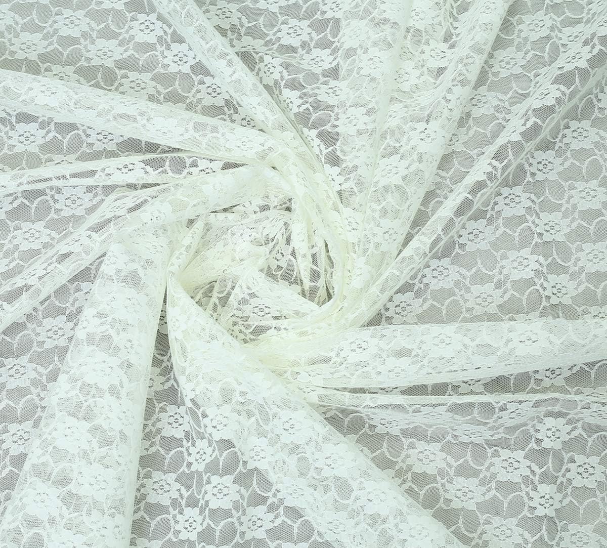 MDS Pack of 20 Wedding 12 x 108 inches Lace Table Runner for Wedding, Decorations for Birthday Parties, Banquets, Graduations, Engagements, and Runners fit Rectangle, Round Table- Ivory