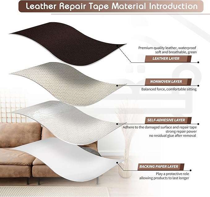 KING MOUNTAIN Leather Repair Patch, 16 x 60 Inches self Adhesive Leather Repair - Image 3