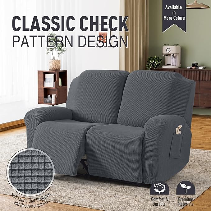 TAOCOCO Recliner Loveseat Slipcover, 6 Pieces Dual Recliner Sofa Covers - Image 2