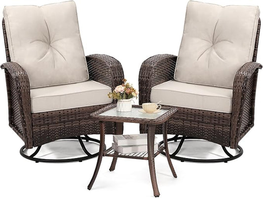 wildformers Luxury Outdoor Swivel Wicker Glider Patio Chairs by wildformers