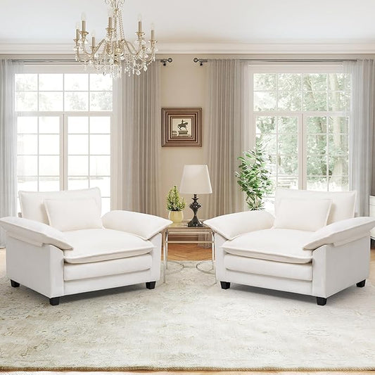 Oversized Accent Chairs Set of 2, 44 inch Modern Living Room Chairs, Chenille by choairy