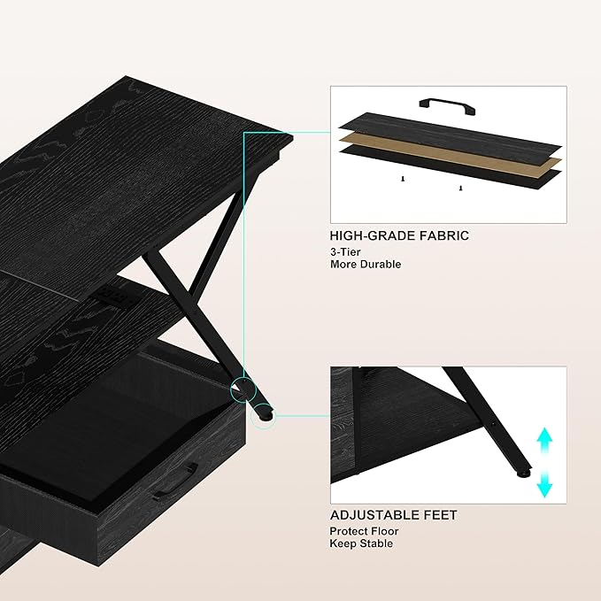 Simoretus TV Stand with Power Outlet and LED Lights, Fits TVs up to 65” - Image 6