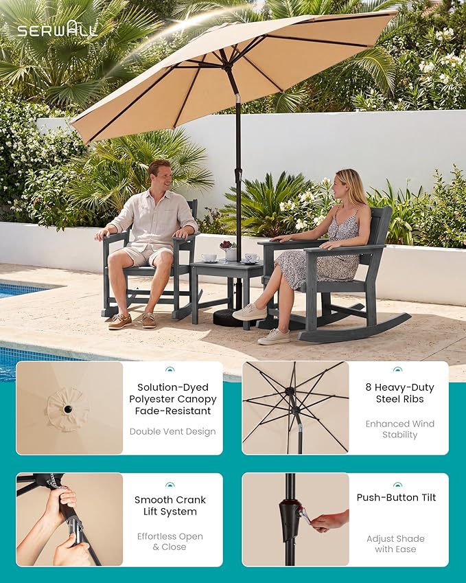 SERWALL Outdoor Rocking Chairs Set of 2 - Image 3