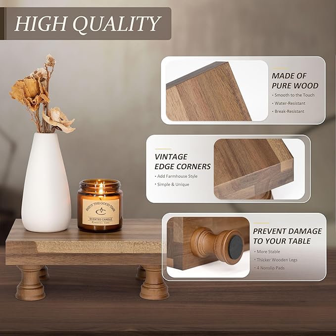 EOSAHR Farmhouse Wooden Riser for Display : Decorative Pedestal Stand for - Image 5