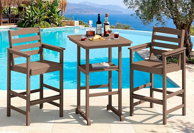 SERWALL Balcony Adirondack Chairs and Table 3 Pieces Set, Oversize Adirondack by SERWALL
