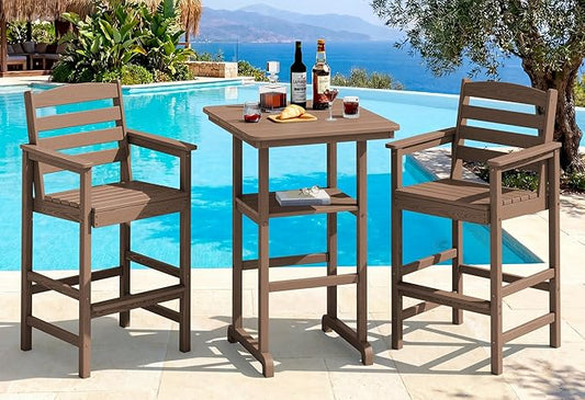 SERWALL Balcony Adirondack Chairs and Table 3 Pieces Set, Oversize Adirondack by SERWALL