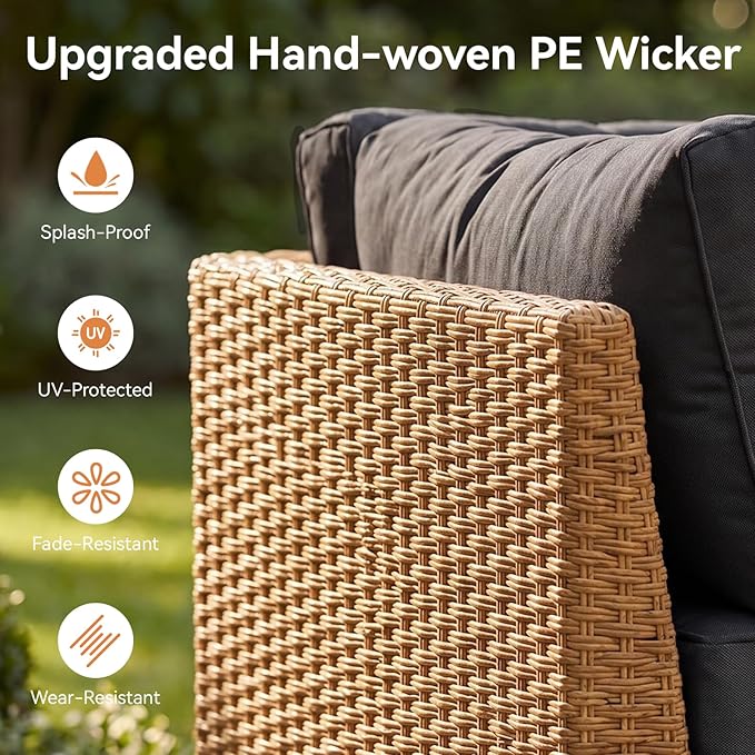 Aoxun 5-Piece Patio Furniture Set, Wicker Outdoor Furniture - Image 7