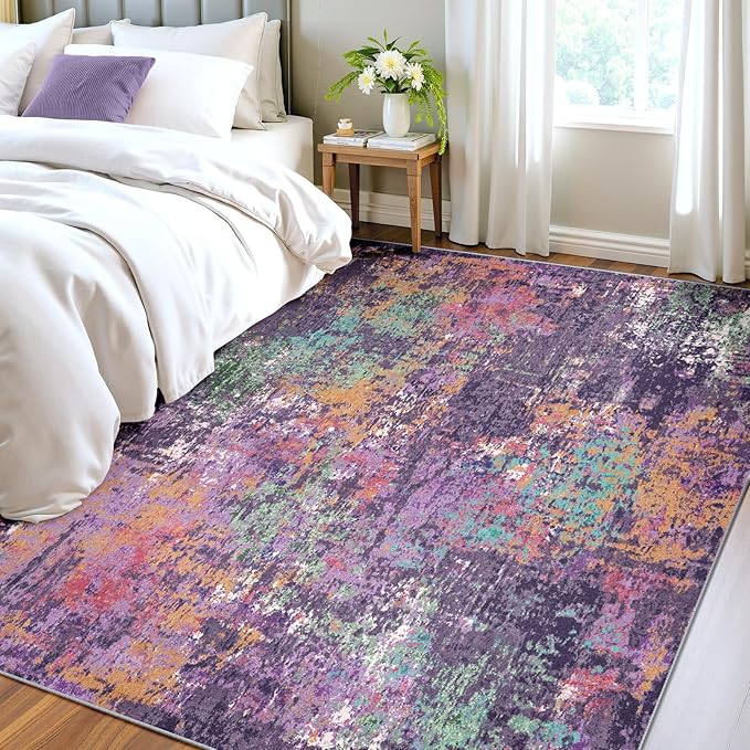 RELEANY Washable Area Rugs 4'x6' Non-Slip Modern Abstract Soft - Image 3