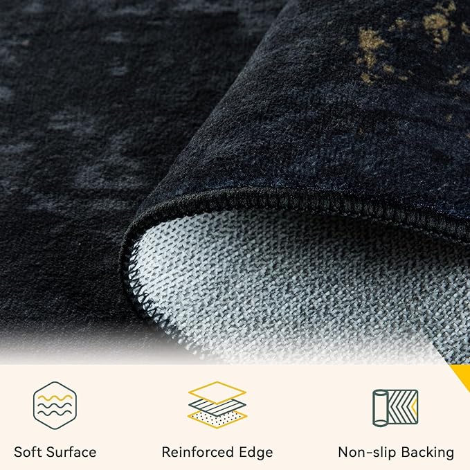 RELEANY Washable Area Rugs 4ft Non-Slip Modern Abstract Soft - Image 3