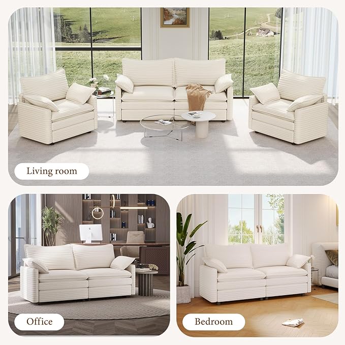 Vesgantti 74" Cloud Couch for Living Room, 2 Seaters Deep Seat Sectional - Image 7