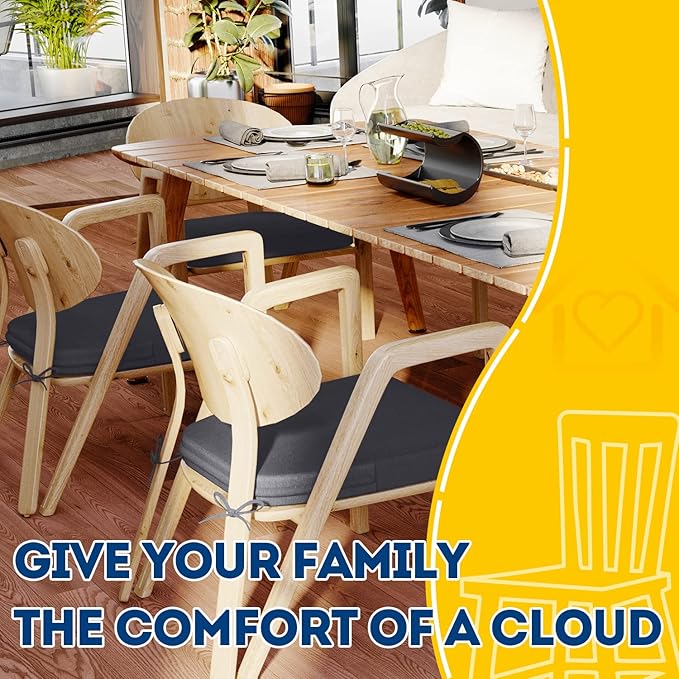 AAAAAcessories D-Shaped Chair Cushions, Machine-Washable Cover, Dark Grey - Image 6