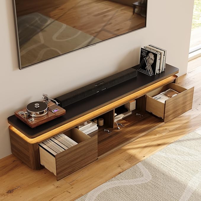 POVISON Fully Assembled 79" Mid-Century Modern TV Stand - Image 2