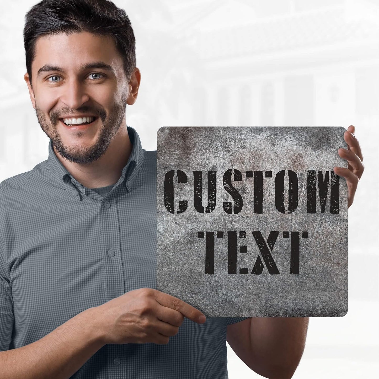 Custom Sign, Custom Street Sign, 11 Font Colors, 13 Font Styles, 4 Hole Options, 22 Sizes, 12x12 Inches, Rust Free DiBound, Fade Resistant, Made in USA by My Sign Center (Grunge Metal)