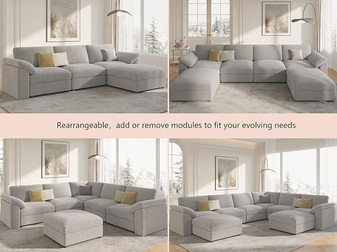 EASE MOOSE Oversized Sectional Modular Sofa, Large L Sectional Couch Wide Deep - Image 7