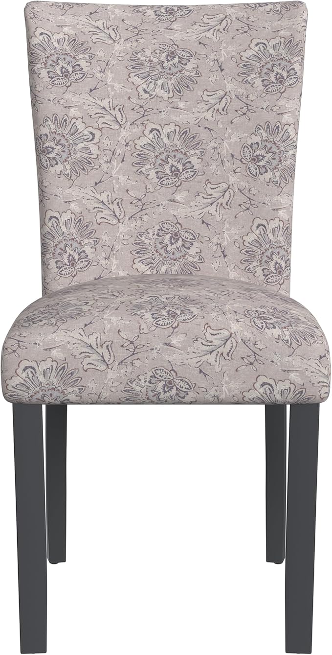 HomePop Classic Parsons Dining Chair -Gray Linen Artistic Floral Print - Image 5