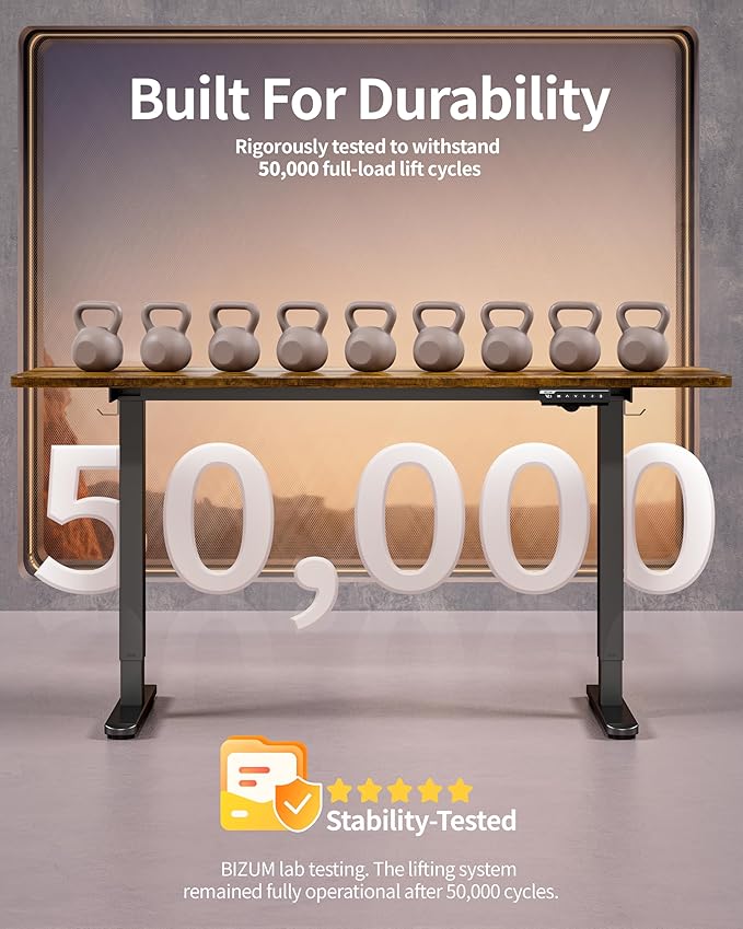 BIZUM Electric Standing Desk 60 x 24 Inch Computer Desk-Gaming Desk Rustic - Image 8