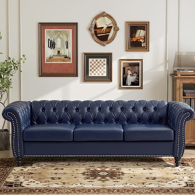 LEVNARY Chesterfield Sofa, 3 Seater Tufted Couch by LEVNARY