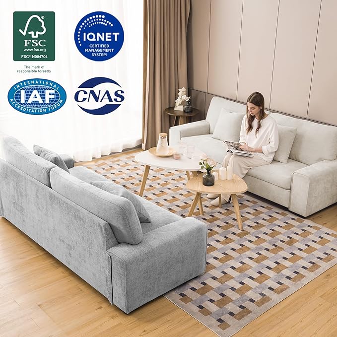 DOPEDIO Modern Living Room Sofa Set, 71.25" Chenille Loveseat - Image 8