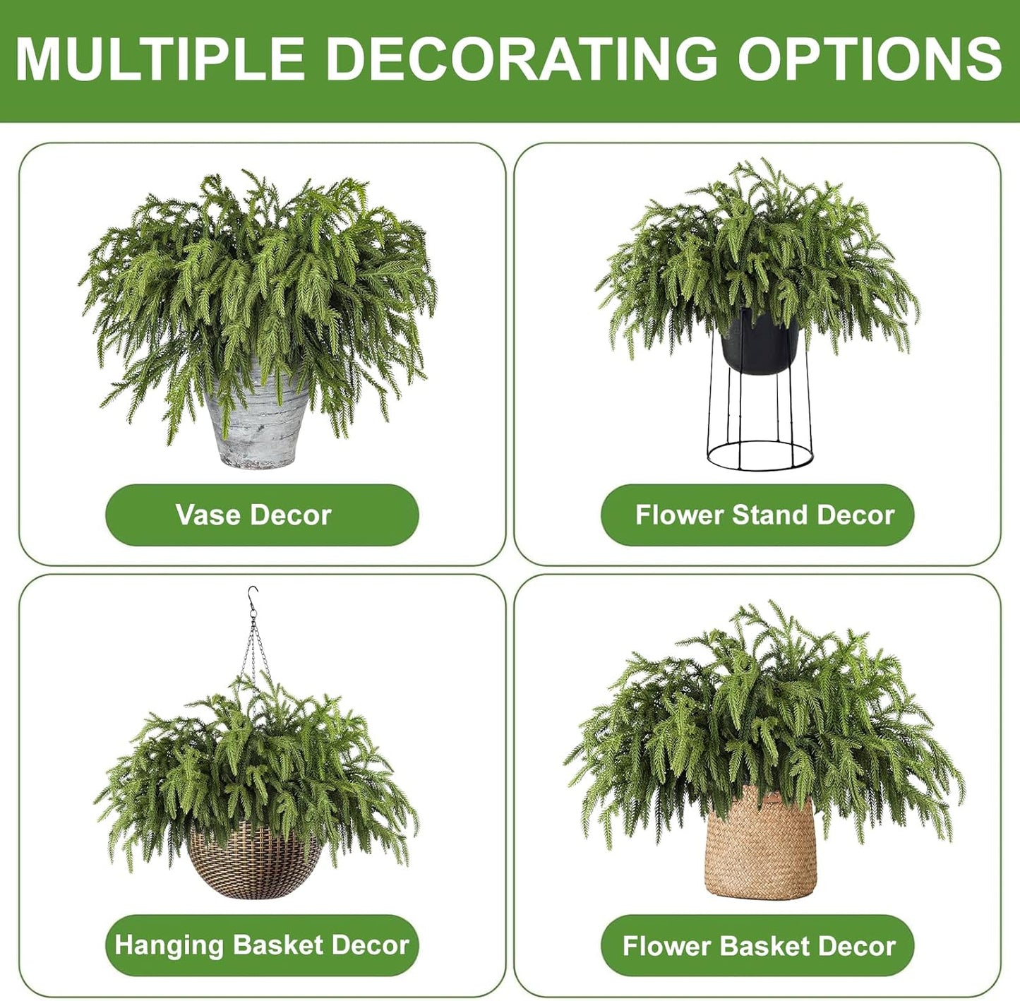 Artgar 12 Pcs Pine Branches - 18 Inch Artificial Green Pine Stem - Real Touch Christmas Greenery Pines Branches for DIY Flower Arrangement Home Indoor Christmas Decor