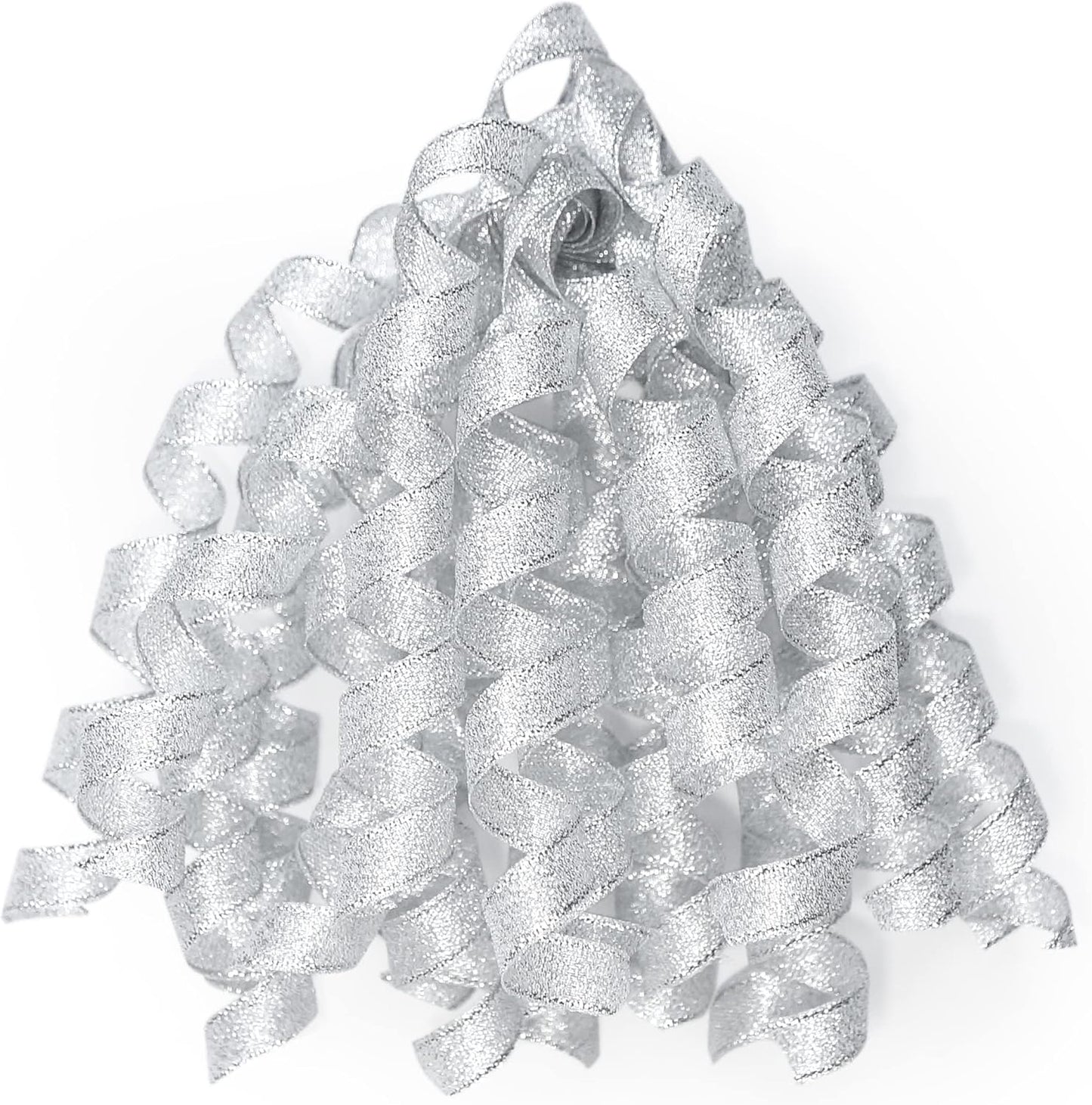 CT CRAFT LLC Silver Metallic Curly Ribbon Bow 6" Long x 6 Counts Gift Wrapping Pre-Tied Self-Adhesive Tab for Birthday Present Box Wine Bottle Baby Shower Party Christmas Hanukah