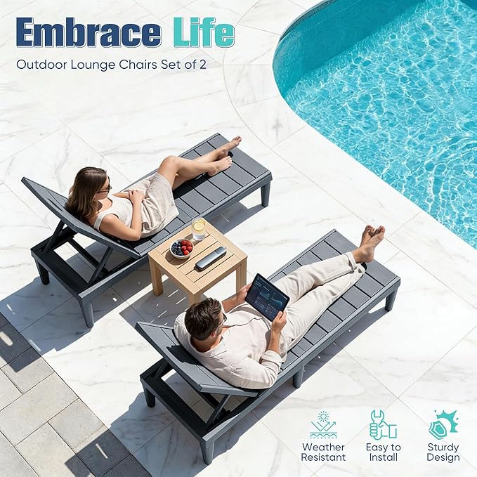 Devoko Outdoor Chaise Lounge Chair Set of 2 - Image 4