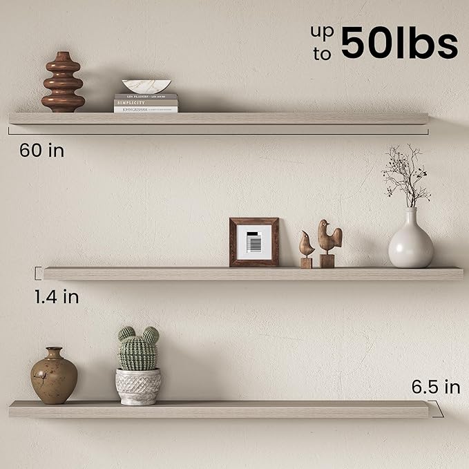 Fun Memories 60 Inch Fireplace Mantel Shelf, Deep Floating Shelves - Image 3