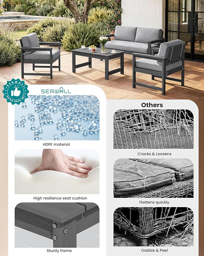 SERWALL HDPE Outdoor Loveseat Couch - Image 9