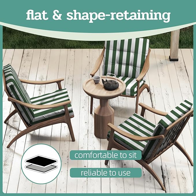 Outdoor Chair Cushions Set of 2, High Back Soft Seat Pad, Indoor Outside Use - Image 7