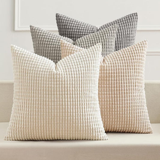 MIULEE Boho Farmhouse Decorative Pillow Covers 20x20 Inch Set of 4 Rustic by MIULEE