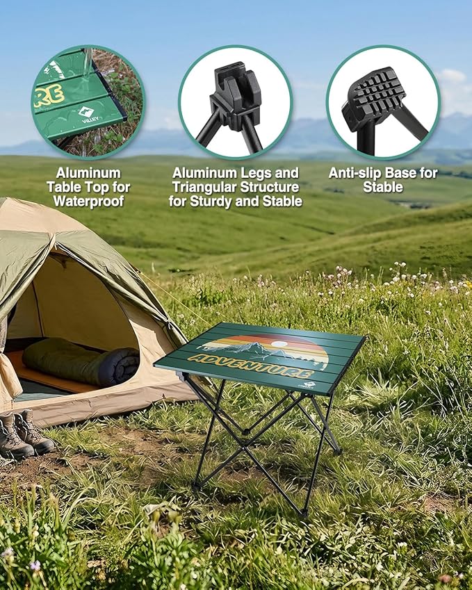 VILLEY Portable Camping Side Table, Ultralight Aluminum Folding Table - Image 5