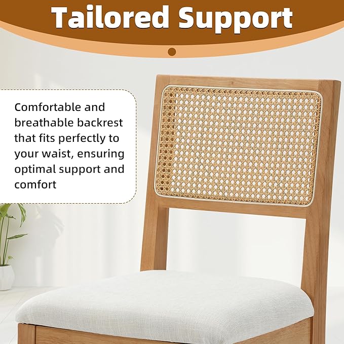 Westice Rattan Dining Chairs Set of 6, Farmhouse Natural Dining Room Chairs - Image 4