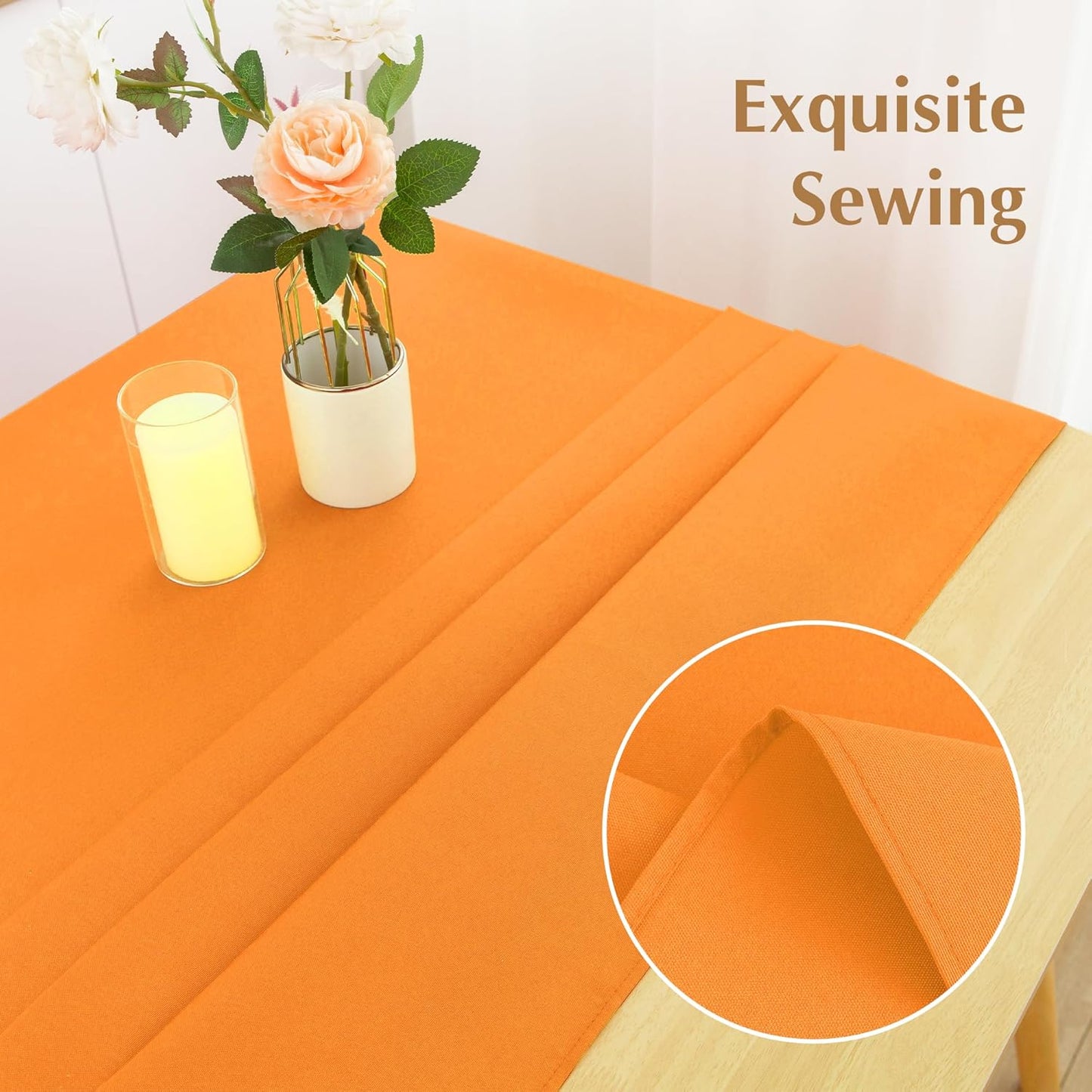 2 Pack Square Table Cloth 52X52 Inch Orange Washable Fabric Tablecloth Polyester Solid Dining Table Cover for Birthday Party Dinner Holiday Outdoor Indoor