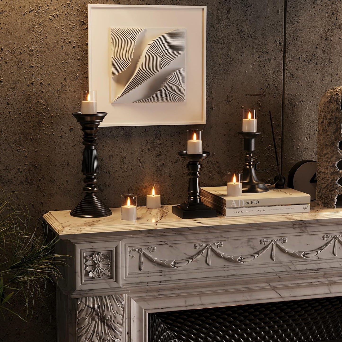 6Pack Flickering Flameless LED Candles with Timer, Battery Powered - Small Pillar & Votive, Clear (2"X3")