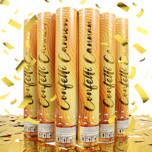 6 Pack Gold Confetti Cannon, Confetti Poppers,12 Inch Party Poppers Shooters for Birthdays, Graduation Celebration,Weddings, New Year's Eve, Christmas and Any Celebrations