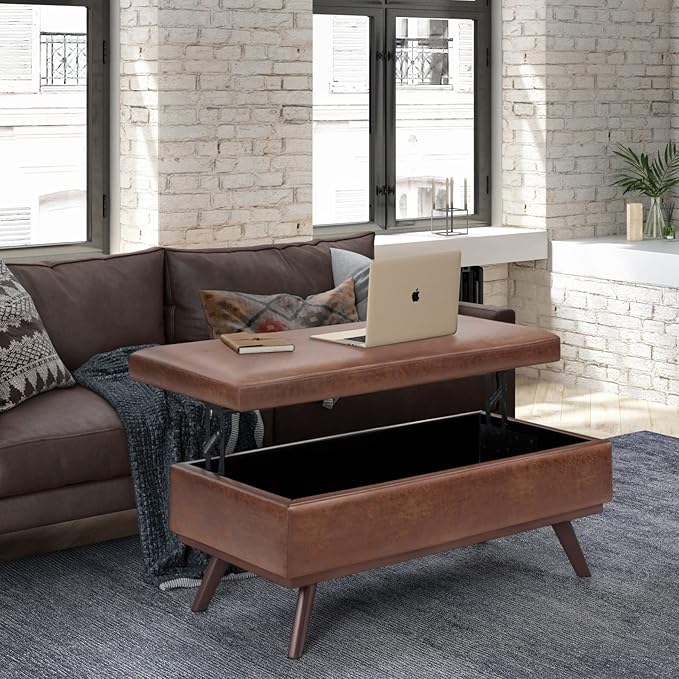 SIMPLIHOME Owen Lift Top Coffee Table Storage Ottoman - Image 2