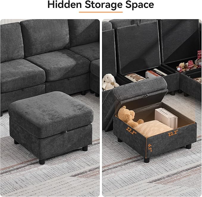 104'' V Shaped Modular Sofa, Sectional Couch - Image 7
