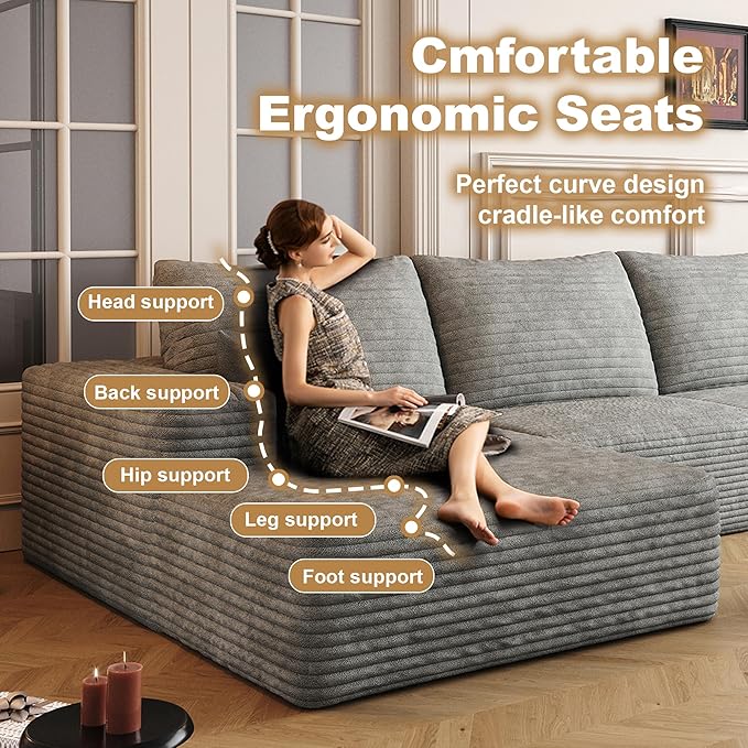 AUGOP 136" Sectional Couches for Living Room Modern Modular Sofa - Image 9