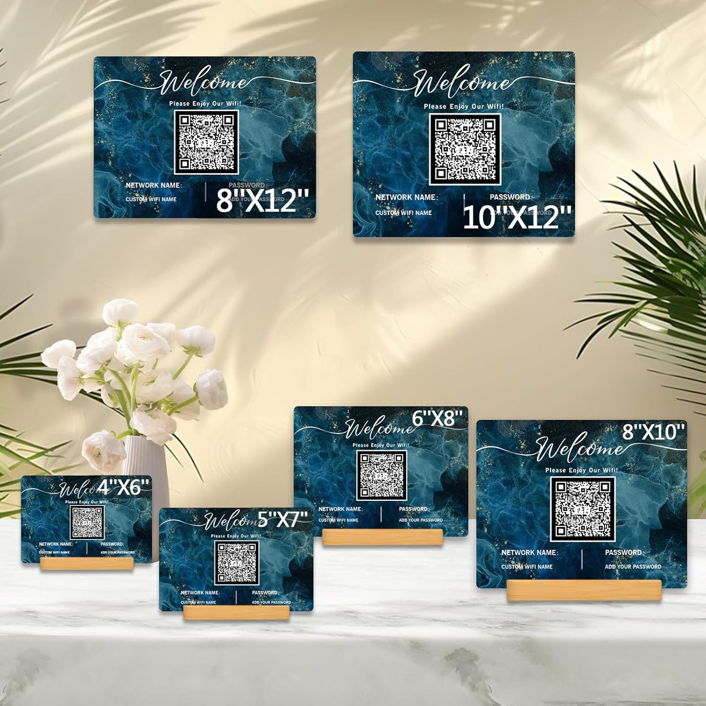Personalized Custom Metal QR Code Sign Venmo Cashapp Scan to Pay with Stand Instagram Facebook Social Media QR Signs Bar Code QR Plaque Print for Business Salon Beauty Store Restaurant Wifi Sign (W5)