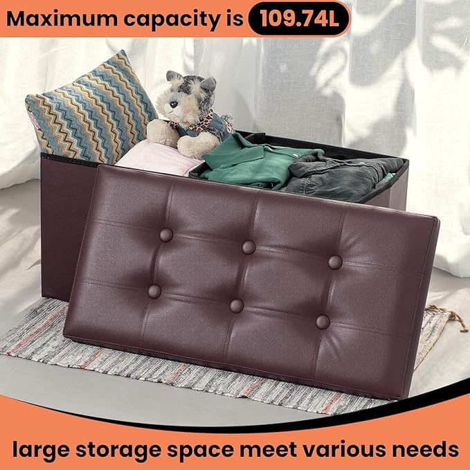 COSYLAND Ottoman Bench with Storage large-30x15x15in Folding Leather Ottoman - Image 5