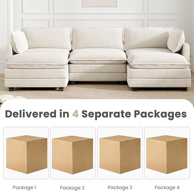 112'' Sectional Modular Cloud Couch, Oversized 5 Seat Couches U Shaped Sofa - Image 3